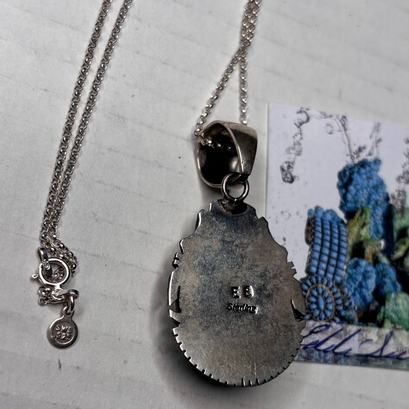 SUNWEST SILVER Pear Cut Kingman Turquoise Pendant Necklace - Picture 6 of 6